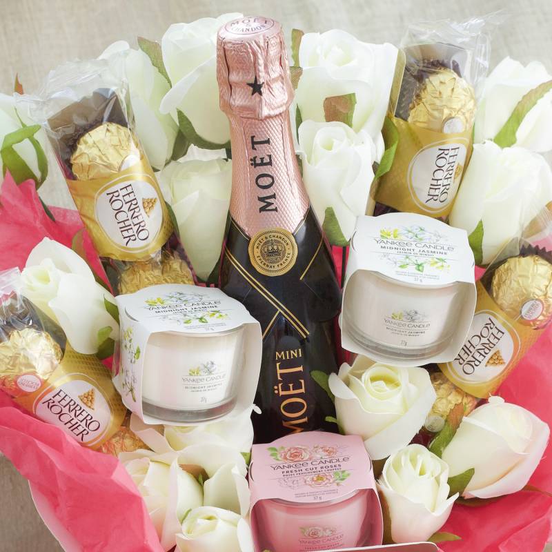 The Pink Champagne and Yankee Candle Bouquet