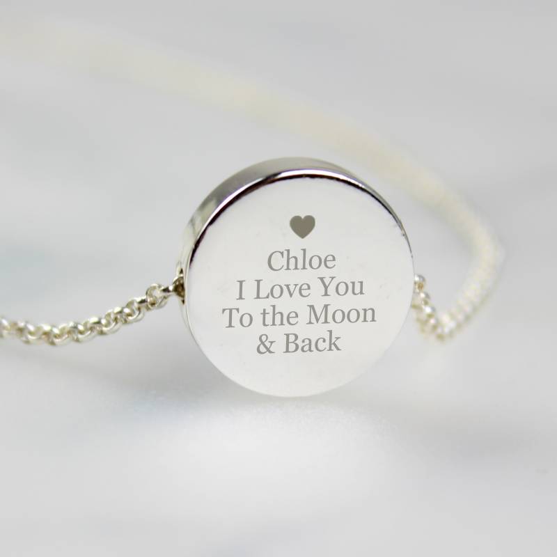 Personalised Silver Plated Any Message Disc Necklace