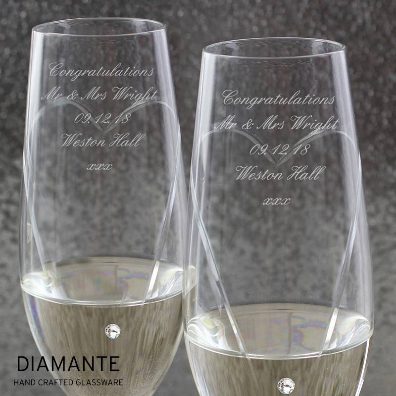 Personalised Swarovski Heart Flutes