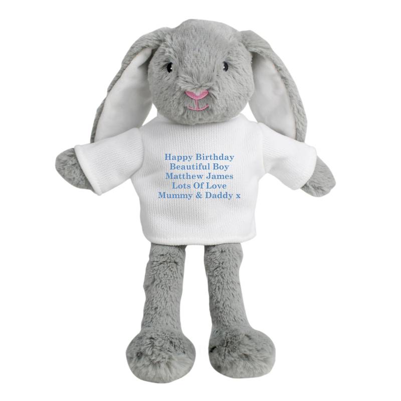 Personalised Message Bunny - Blue Embroidery