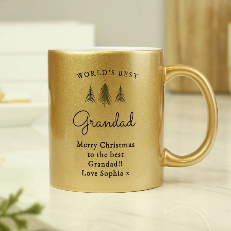 Personalised Christmas Tree Gold Glitter Mug