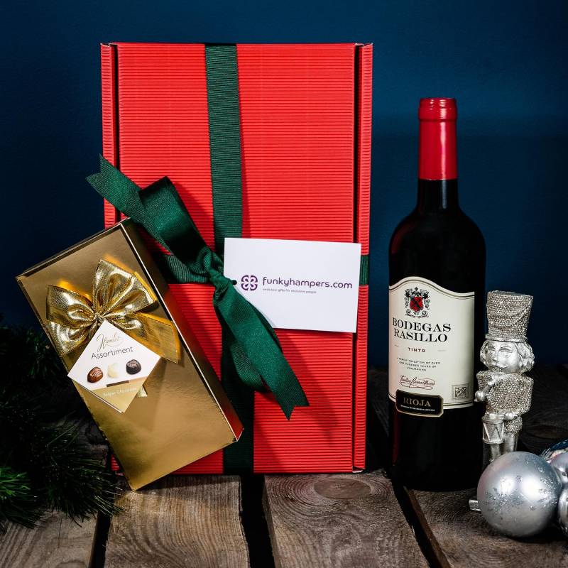 Christmas Red Wine and Belgian Chocolates Hamper